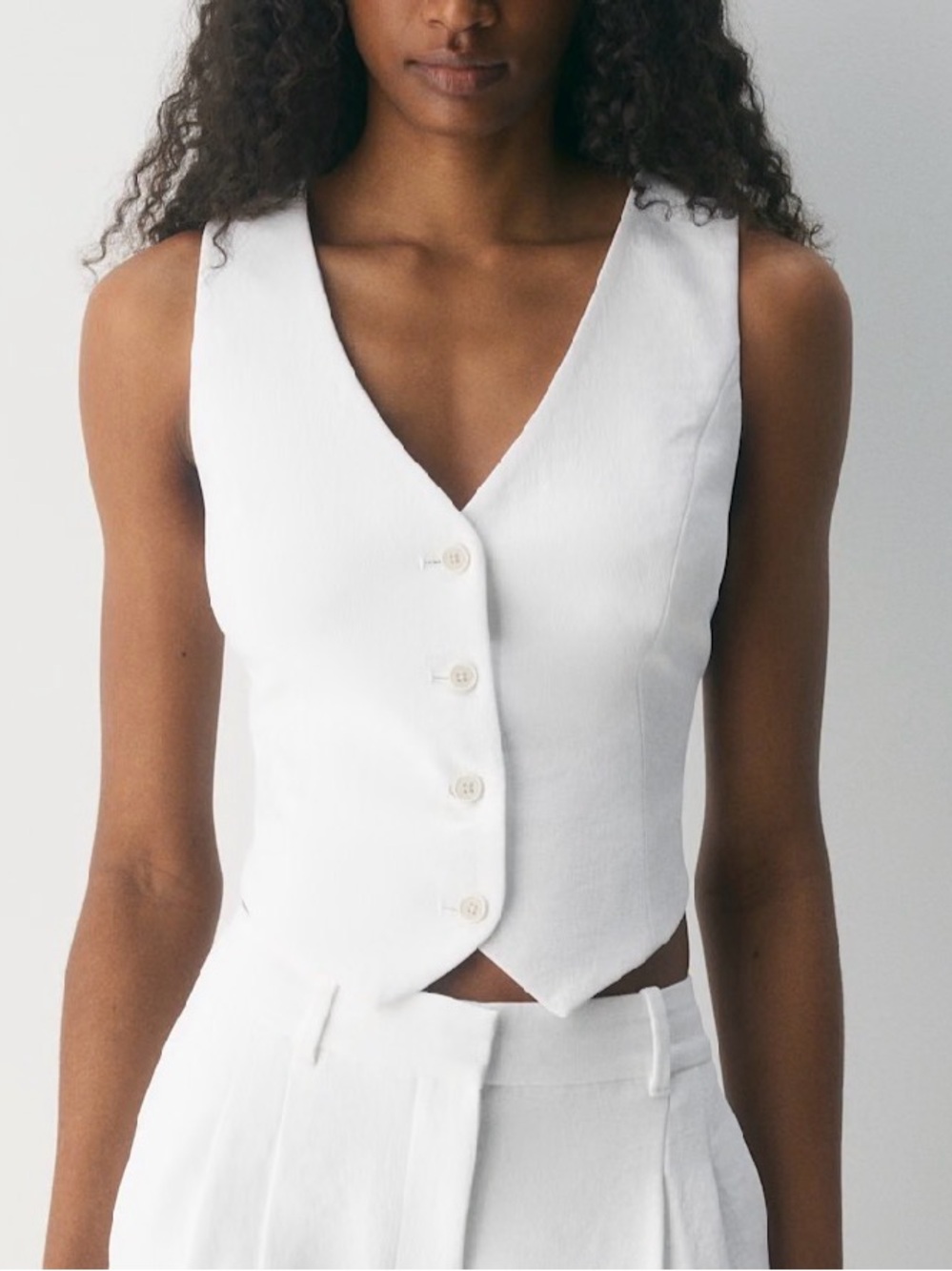 Wilfred White Linen Button-Front Vest Top 00